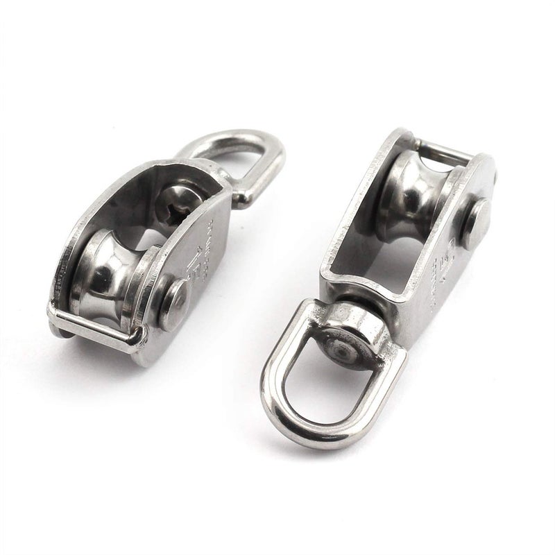 JCBIZ 2-Pack M15 Single Pulley Block Stainless Steel Heavy Duty Hardware Single Wheel Swivel Rigging Lifting Wheel Fixed Pulley for Wire Rope Loading 35kg - Image 5
